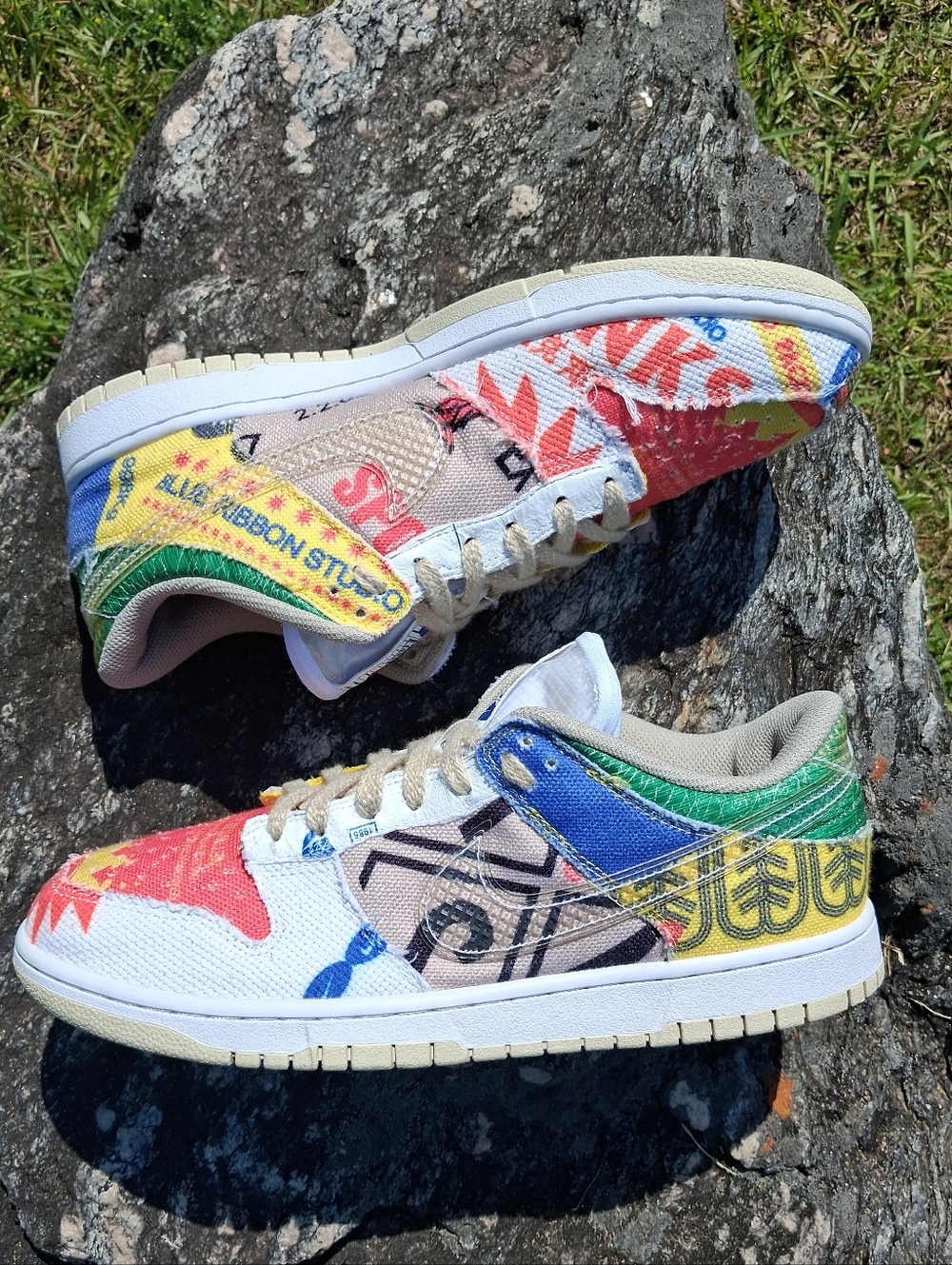 Nike Dunk Low City Market Multi Color Canvas Patchwork Rare, Sz. 13 / No insoles